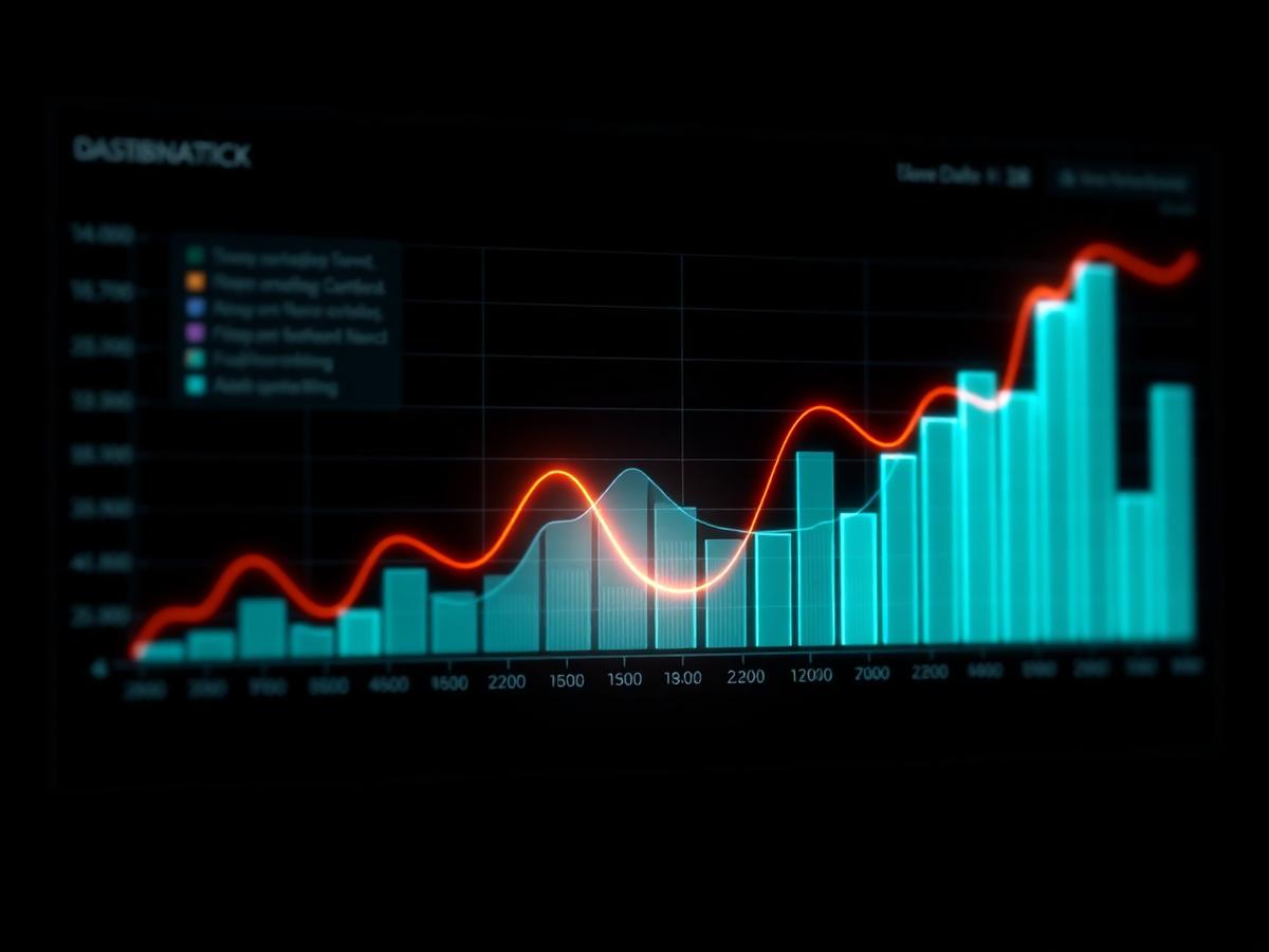 Abstract data analytics chart with rising trend lines